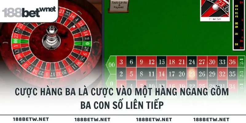 Cược hàng ba là cược vào một hàng ngang gồm ba con số liên tiếp